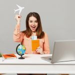 A woman taking a loan for her vacation.